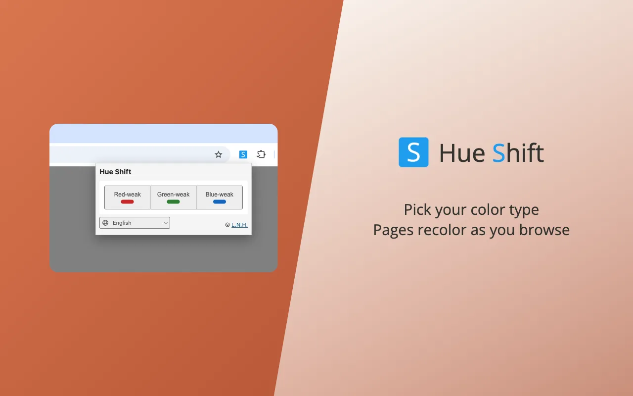 Hue Shift — the popup beside the product wordmark